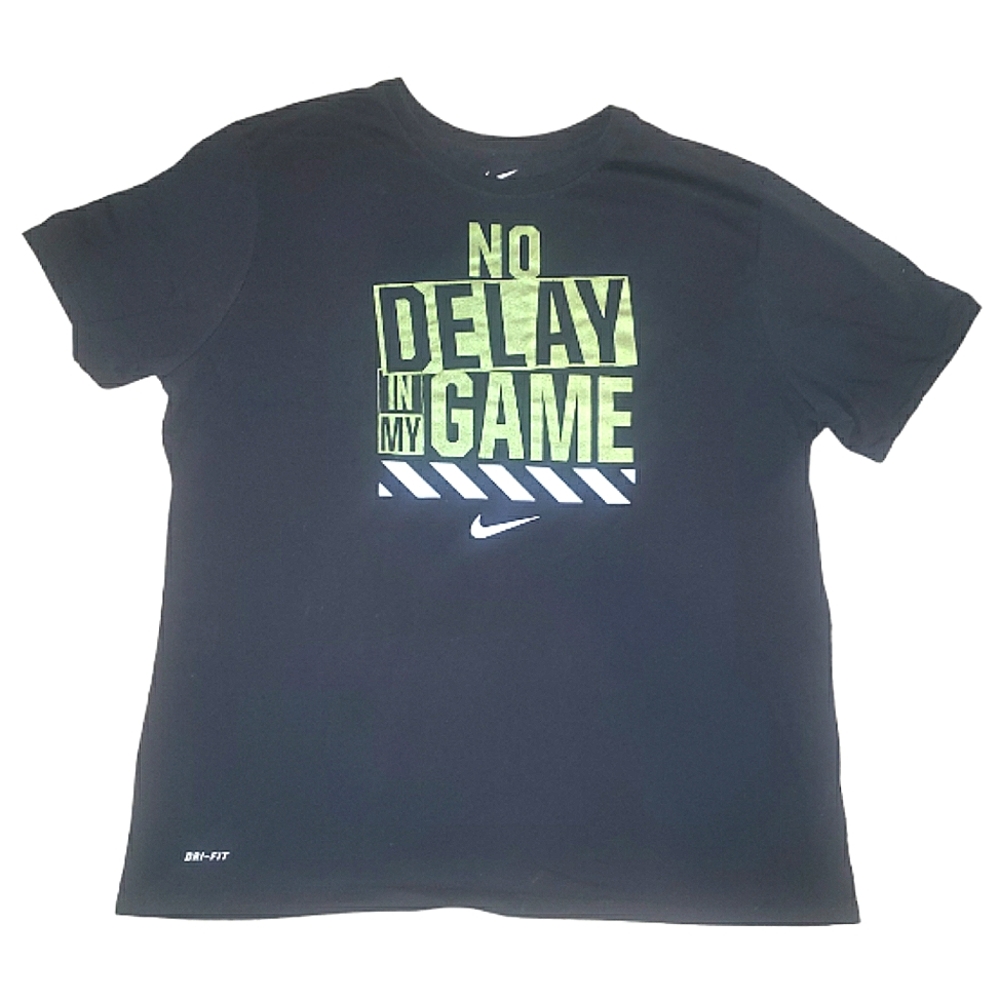 The Nike Tee Dri-Fit Athletic Cut No Delay In My Game Graphic Black T-Shirt XXL